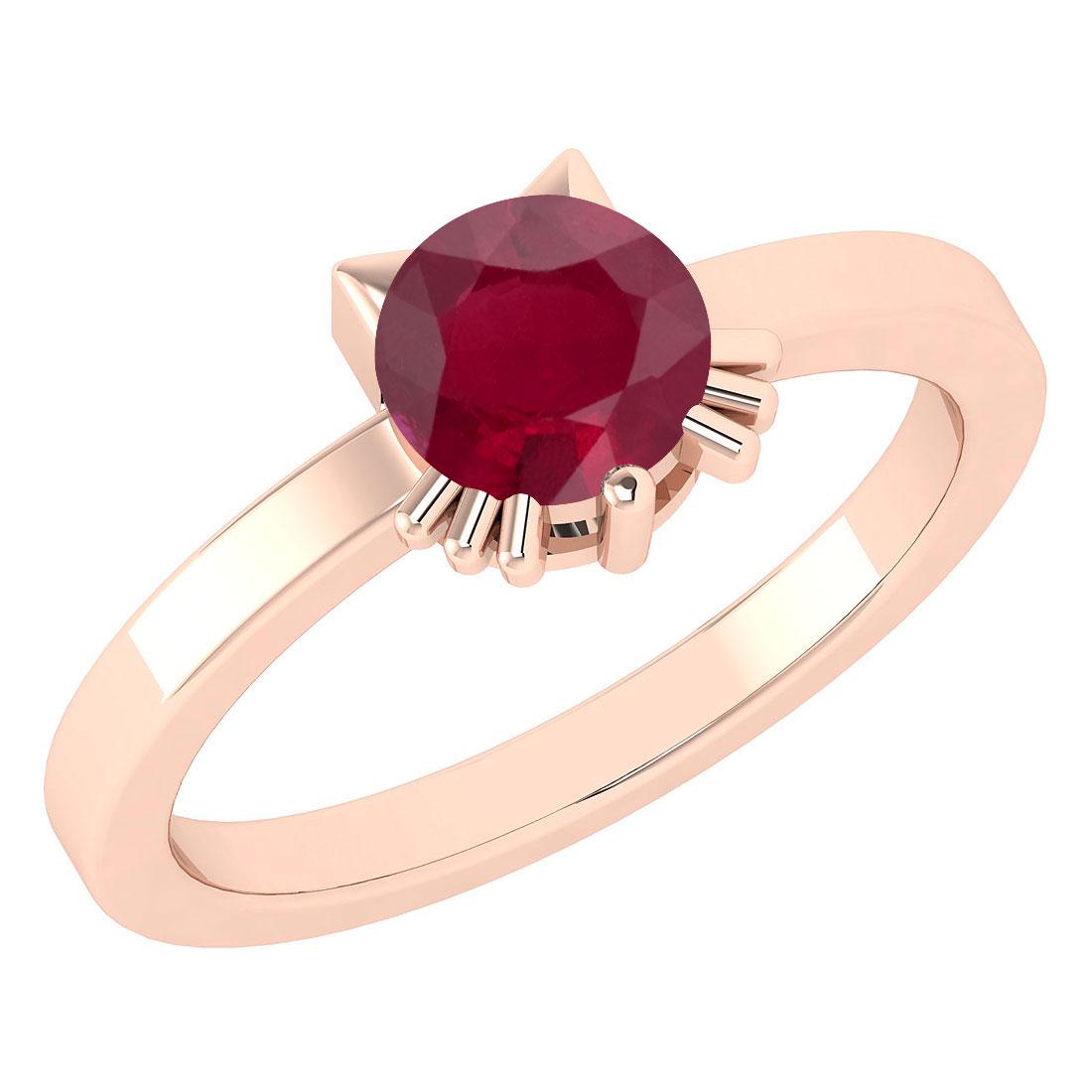 Certified 1.00 Ctw Ruby Cat Style Solitaire Ring 14K Ro: Certified 1.00 Ctw Ruby Cat Style Solitaire Ring 14K Rose Gold MADE IN USA **|**|** Stone Weight ; 1.00 Ctw (1 Pcs Round) Center Stone Color: Ruby Center Stone Setting ; Prong Metal Weight Approx: 2.7