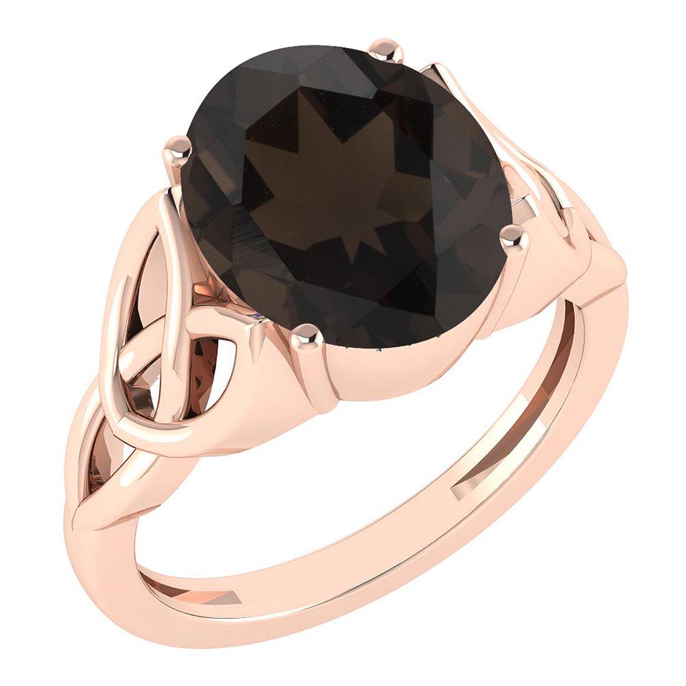 Certified 5.05 Ctw Smoky Quartz 14K Rose Gold Solitaire: Certified 5.05 Ctw Smoky Quartz 14K Rose Gold Solitaire Ring MADE IN USA **|**|** Center Stone Approx Weight ; 5.05 Ctw (1 Pcs Oval) Center Stone Color: Smoky Quartz Center Stone Setting ; Bezel Metal