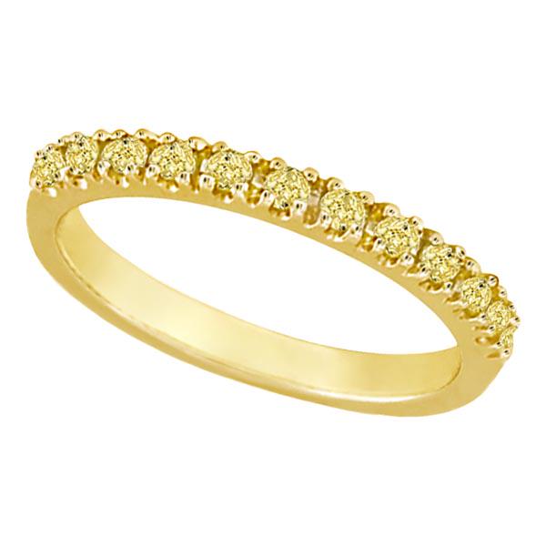 Yellow Canary Diamond Stackable Ring Band 14k Yellow Go: Yellow Canary Diamond Stackable Ring Band 14k Yellow Gold (0.25 ct) **|**|** CENTER STONE; Diamond CENTER STONE CLARITY; SI CENTER STONE COLOR; Yellow CENTER STONE SETTING; Prong SIDE STONE CLARITY; S