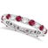 Red Garnet and Diamond Eternity Ring Band 14k White Gol