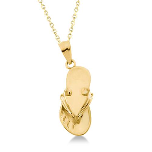 Sandal Shaped Flip Flop Pendant Necklace in 14K Yellow: Sandal Shaped Flip Flop Pendant Necklace in 14K Yellow Gold **|**|** METAL TYPE: 14k Yellow Gold ;TOTAL CARAT WEIGHT: 0 ;NAME OF CENTER STONE: ;CENTER STONE SHAPE: ;CENTER STONE CLARITY: ;CENTER STONE