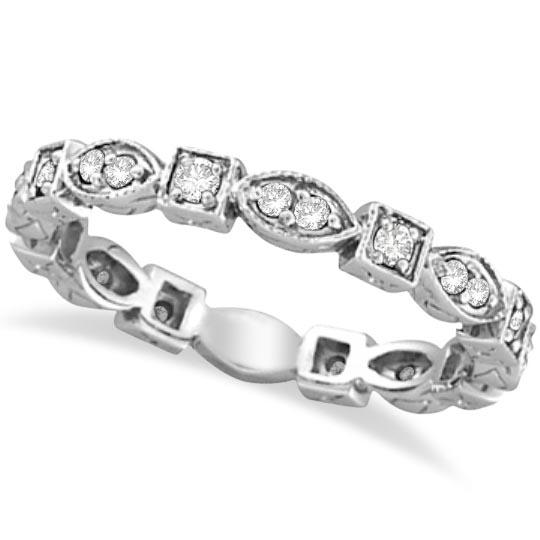 Antique Style Diamond Eternity Ring Band in 14k White G: Antique Style Diamond Eternity Ring Band in 14k White Gold (0.36ct) **|**|** METAL TYPE: 14k White Gold ;TOTAL CARAT WEIGHT: 0.36 ;NAME OF CENTER STONE: Diamond ;CENTER STONE SHAPE: Round ;CENTER STON