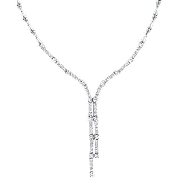 Diamond Tie Lariat Choker Necklace in 14K White Gold (2: Diamond Tie Lariat Choker Necklace in 14K White Gold (2.25ct) **|**|** METAL TYPE: 14k White Gold ;TOTAL CARAT WEIGHT: 2.25 ;NAME OF CENTER STONE: Diamond ;CENTER STONE SHAPE: Round ;CENTER STONE CLAR