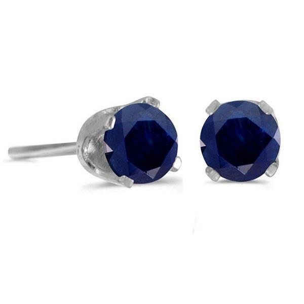 Round Sapphire Stud Earrings in 14k White Gold (4 mm): Round Sapphire Stud Earrings in 14k White Gold (4 mm) **|**|** METAL TYPE: 14k White Gold ;TOTAL CARAT WEIGHT: 0 ;NAME OF CENTER STONE: Sapphire ;CENTER STONE SHAPE: Round ;CENTER STONE CLARITY: ;CENT