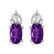 Certified 10k White Gold Oval Amethyst Earrings 0.36 CT
