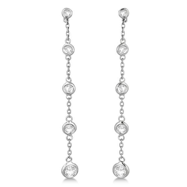 Bezel-Set Diamonds By The Yard Drop Earrings 14k White: Bezel-Set Diamonds By The Yard Drop Earrings 14k White Gold (1.00ct) **|**|** CENTER STONE; Diamond CENTER STONE CLARITY; SI CENTER STONE COLOR; G-h CENTER STONE SETTING; Bezel SIDE STONE CLARITY; SID