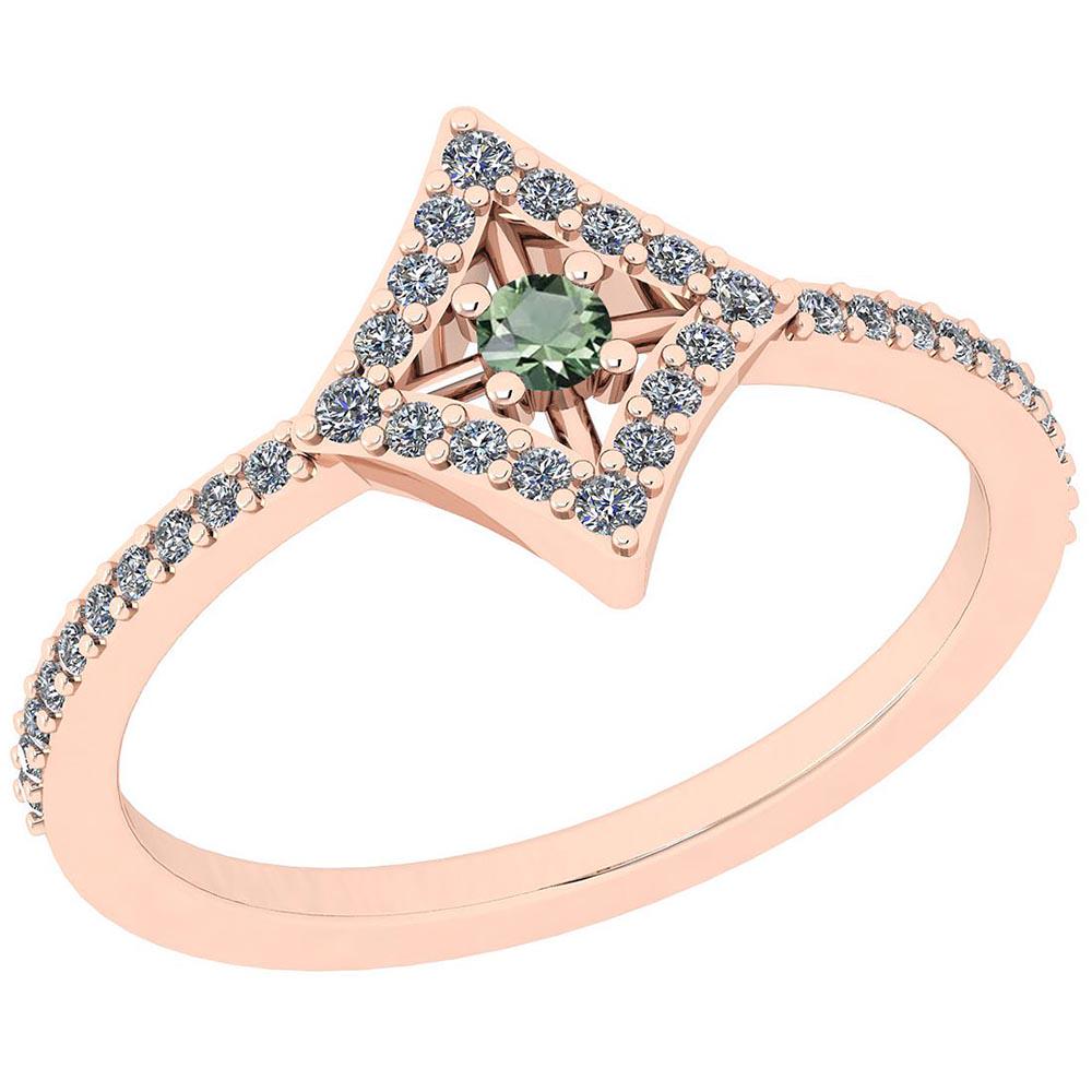 Certified 0.35 Ctw Green Amethyst And Diamond VS/SI1 14: Certified 0.35 Ctw Green Amethyst And Diamond VS/SI1 14K Rose Gold Halo Ring **|**|** Center Stone Approx Weight: 0.05 Ctw (1 Pcs Round) Center Stone Color: Green Amethyst Center Stone Setting: Prong