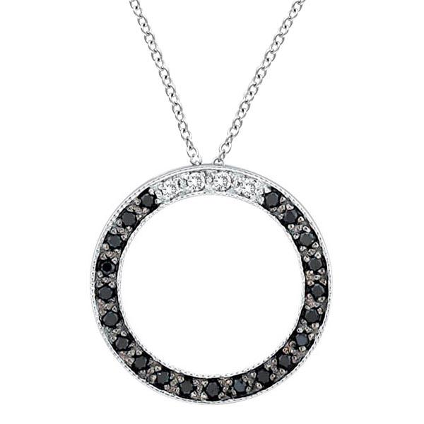 White and Black Diamond Circle Pendant 14k White Gold (: White and Black Diamond Circle Pendant 14k White Gold (0.25 ct) **|**|** METAL TYPE: 14k White Gold ;TOTAL CARAT WEIGHT: 0.25 ;NAME OF CENTER STONE: Diamond ;CENTER STONE SHAPE: Round ;CENTER STONE CL