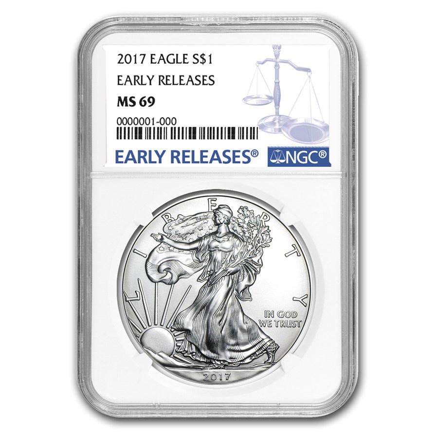 Certified Uncirculated Silver Eagle 2017 MS69 NGC Early: Certified Uncirculated Silver Eagle 2017 MS69 NGC Early Release **|**|** Certified Uncirculated Silver Eagle 2017 MS69 NGC Early Release #PAPPS49405