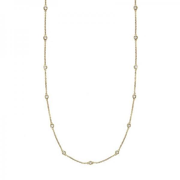 36 inch Diamonds by The Yard Station Necklace 14k Yello: 36 inch Diamonds by The Yard Station Necklace 14k Yellow Gold (1.50ct) **|**|** CENTER STONE; Diamond CENTER STONE CLARITY; SI1-SI2 CENTER STONE COLOR; G-h CENTER STONE SETTING; Bezel SIDE STONE CLARI