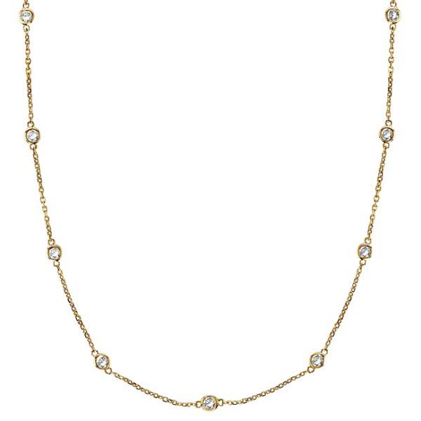 Diamonds by The Yard Bezel-Set Necklace in 14k Yellow G: Diamonds by The Yard Bezel-Set Necklace in 14k Yellow Gold (2.00 ctw) **|**|** CENTER STONE; Diamond CENTER STONE CLARITY; SI CENTER STONE COLOR; G-h CENTER STONE SETTING; Bezel SIDE STONE CLARITY; SI