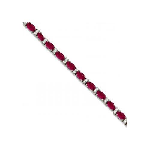Diamond and Oval Cut Ruby Tennis Bracelet 14k White Gol: Diamond and Oval Cut Ruby Tennis Bracelet 14k White Gold (9.25ctw) **|**|** CENTER STONE; Ruby CENTER STONE CLARITY; CENTER STONE COLOR; Red CENTER STONE SETTING; Prong SIDE STONE CLARITY; SI SIDE STO