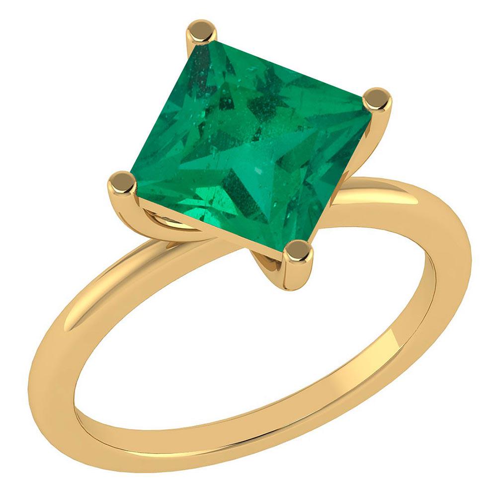 Certified 3.00 Ctw Emerald Ladies Fashion 14K Yellow Go: Certified 3.00 Ctw Emerald Ladies Fashion 14K Yellow Gold Solitaire Ring MADE IN USA **|**|** Center Stone Weight ; 3.00 Ctw (1 Pcs Square) Center Stone Color: Emerald Center Stone Setting ; Prong Met