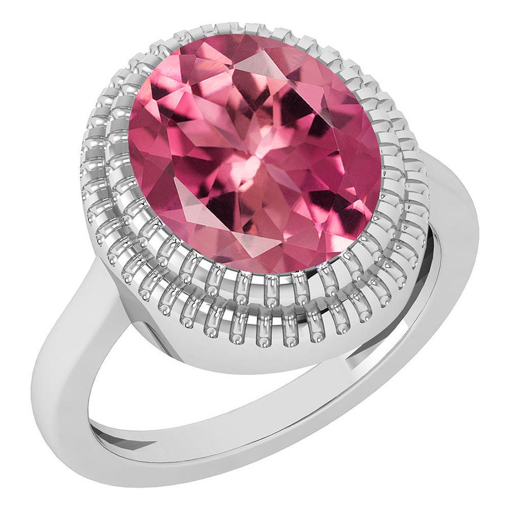 Certified 5.05 Ctw Pink Tourmaline 14K White Gold Solit: Certified 5.05 Ctw Pink Tourmaline 14K White Gold Solitaire Ring **|**|** Stone Weight Approx ; 5.05 Ctw( 1 Pcs Oval) Center Stone Color: Pink Tourmaline Center Stone Setting ; Prong Metal Weight : Ap