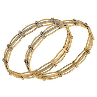 Certified 4.74 Ctw Diamond VS/SI1 Bangles 18K Yellow Go: Certified 4.74 Ctw Diamond VS/SI1 Bangles 18K Yellow Gold Made In USA **|**|** Center Stone Approx Weight: 3.30 Ctw (240 Pcs Round) Side Stone Weight: 1.44 Ctw (48 Pcs Round) Stone Color: White G-H Di