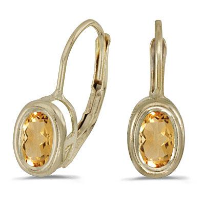Bezel-Set Oval Citrine Lever-Back Earrings 14k Yellow G: Bezel-Set Oval Citrine Lever-Back Earrings 14k Yellow Gold **|**|** METAL TYPE: 14k Yellow Gold ;TOTAL CARAT WEIGHT: 0.9 ;NAME OF CENTER STONE: Citrine ;CENTER STONE SHAPE: Round ;CENTER STONE CLARITY