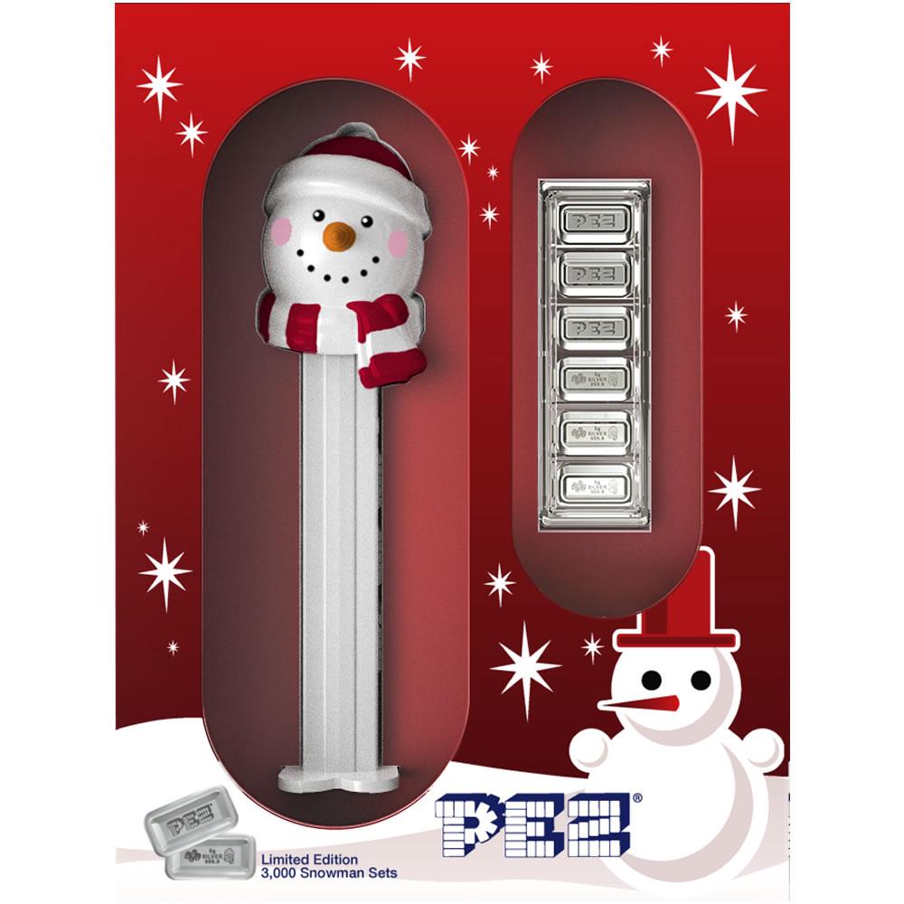 Holiday Snowman Pez Gift Set - 6x5 gram Silver Bars: Holiday Snowman Pez Gift Set - 6x5 gram Silver Bars **|**|** Holiday Snowman Pez Gift Set - 6x5 gram Silver Bars #PAPPS49213
