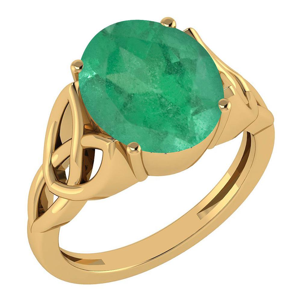 Certified 2.50 Ctw Emerald 14K Yellow Gold Solitaire Ri: Certified 2.50 Ctw Emerald 14K Yellow Gold Solitaire Ring **|**|** Center Stone Weight Approx ; 2.50 Ctw (1 Pcs Oval) Center Stone Color: Emerald Center Stone Setting ; Prong Metal Weight : 2.30 Gram 