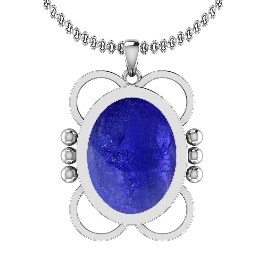 Certified 15.95 Ctw Tanzanite 14K White Gold Victorian: Certified 15.95 Ctw Tanzanite 14K White Gold Victorian Style Pendant **|**|** Color Stone Approx Weight: 15.95 Ctw (1 pcs Oval Cabochon) Center Stone Color: Tanzanite Center Stone Setting: Bezel Metal