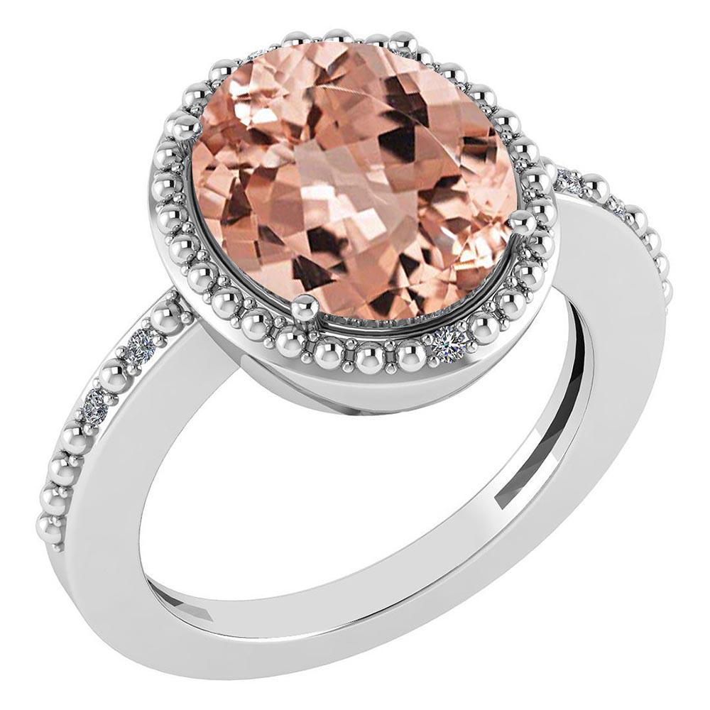 Certified 2.56 Ctw Morganite And Diamond Halo Ring 14K: Certified 2.56 Ctw Morganite And Diamond Halo Ring 14K White Gold **|**|** Center Stone Weight Approx ; 2.50 Ctw (1 Pcs Oval) Center Stone Color: Morganite Center Stone Setting ; Prong Side Stone (6 P