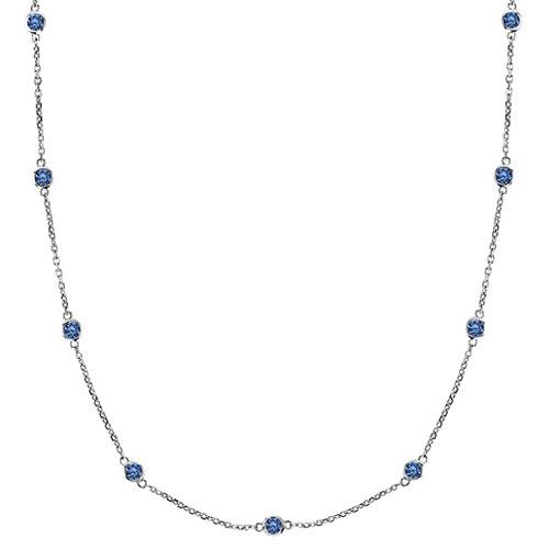 Fancy Blue Diamonds by The Yard Necklace 14k White Gold: Fancy Blue Diamonds by The Yard Necklace 14k White Gold (2.00ct) **|**|** METAL TYPE: 14k White Gold ;TOTAL CARAT WEIGHT: 2 ;NAME OF CENTER STONE: Diamond ;CENTER STONE SHAPE: Round ;CENTER STONE CLAR