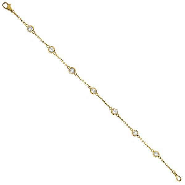 Diamonds by The Yard Bezel-Set Bracelet 14K Yellow Gold: Diamonds by The Yard Bezel-Set Bracelet 14K Yellow Gold (1.00ct) **|**|** CENTER STONE; Diamond CENTER STONE CLARITY; SI1-2 CENTER STONE COLOR; G-h CENTER STONE SETTING; Bezel SIDE STONE CLARITY; SIDE