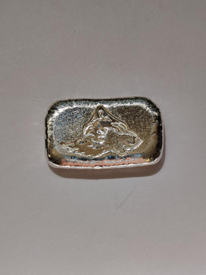 1 oz Hand-Poured Silver Bar - Wolf Head: 1 oz Hand-Poured Silver Bar - Wolf Head **|**|** 1 oz Hand-Poured Silver Bar - Wolf Head #PAPPS73459