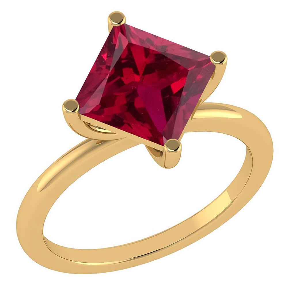 Certified 3.00 Ctw Ruby Ladies Fashion 14K Yellow Gold: Certified 3.00 Ctw Ruby Ladies Fashion 14K Yellow Gold Solitaire Ring MADE IN USA **|**|** Center Stone Weight ; 3.00 Ctw( 1 Pcs Square) Center Stone Color: Ruby Center Stone Setting ; Prong Metal Wei