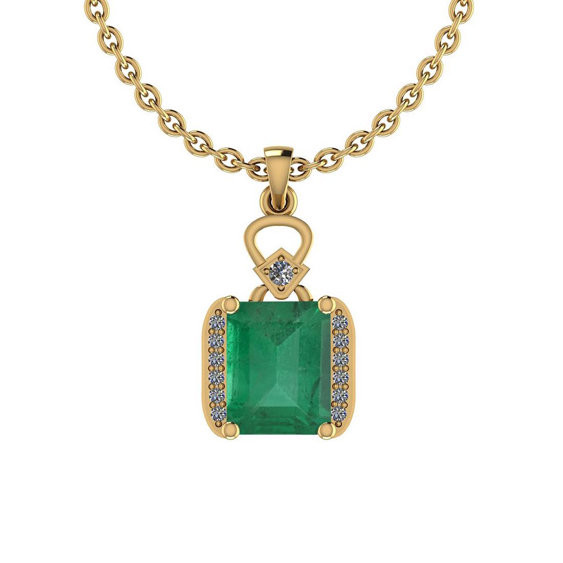 Certified 3.30 Ctw Emerald and Diamond I2/I3 14K Yellow: Certified 3.30 Ctw Emerald and Diamond I2/I3 14K Yellow Gold Victorian Style Pendant Necklace **|**|** Color Stone Approx Weight: 3.20 Ctw (1 pcs Emerald Octo) Center Stone Color: Emerald Center Stone