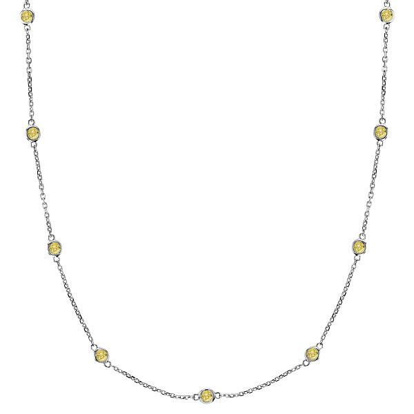 Fancy Yellow Canary Diamonds by The Yard Necklace 14k W: Fancy Yellow Canary Diamonds by The Yard Necklace 14k White Gold (0.33ct) **|**|** METAL TYPE: 14k White Gold ;TOTAL CARAT WEIGHT: 0.33 ;NAME OF CENTER STONE: Diamond ;CENTER STONE SHAPE: Round ;CENTE