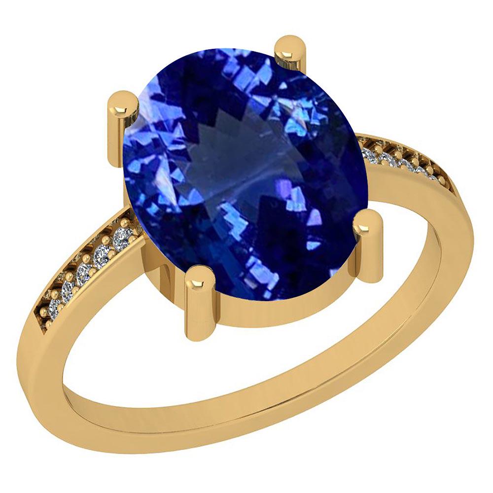 Certified 4.71 Ctw VS/SI1 Tanzanite and Diamond 14K Yel: Certified 4.71 Ctw VS/SI1 Tanzanite and Diamond 14K Yellow Gold Vintage Style Ring **|**|** Color Stone Approx Weight: 4.65 Ctw (1 pcs Oval) Center Stone Color: Tanzanite Center Stone Setting: Prong S