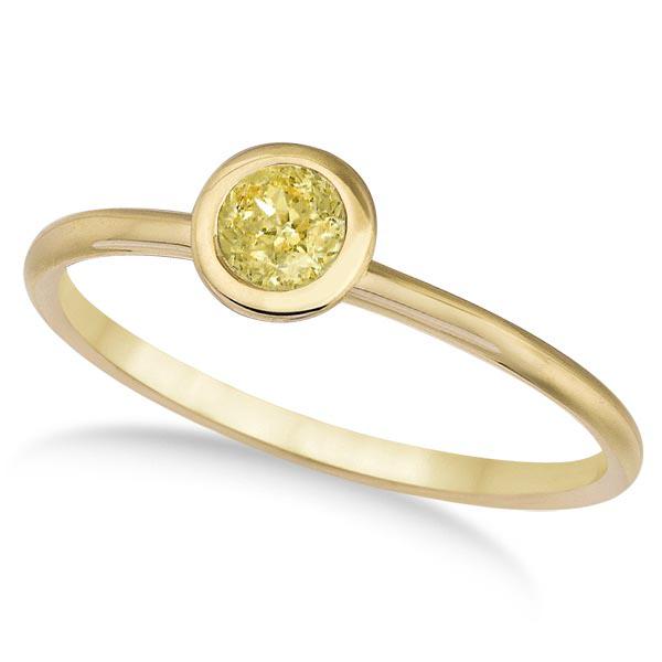 Fancy Yellow Canary Diamond Bezel-Set Solitaire Ring 14: Fancy Yellow Canary Diamond Bezel-Set Solitaire Ring 14k Y. Gold (0.50ct) **|**|** CENTER STONE; Diamond CENTER STONE CLARITY; SI CENTER STONE COLOR; Yellow CENTER STONE SETTING; Bezel SIDE STONE CLAR
