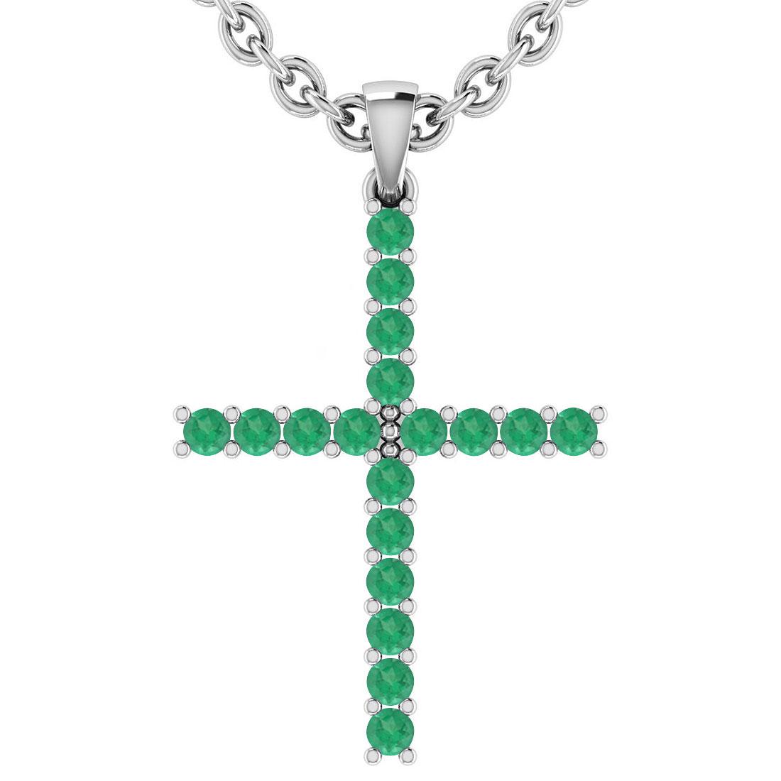 Certified 0.54 Ctw Emerlad 14k White Gold Pendant: Certified 0.54 Ctw Emerlad 14k White Gold Pendant **|**|** Stone Weight ; 0.54 Ctw (18 Pcs Round) Center Stone Color: Emerlad Center Stone Setting ; Prong Metal Weight : Approx 2.10 Gram Gold Pendant 