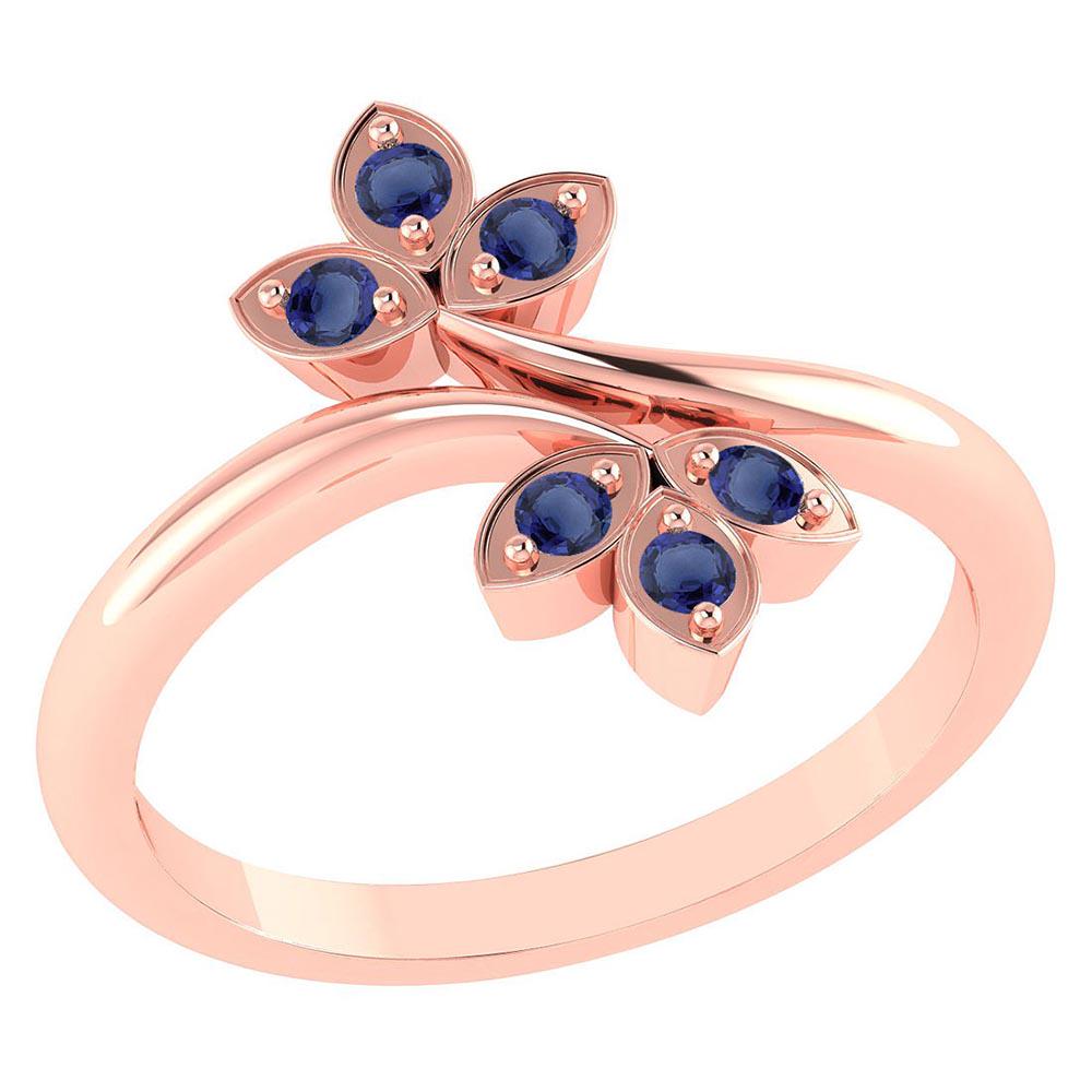 Certified .68 CTW Genuine Blue Sapphire 14K Rose Gold L: Certified .68 CTW Genuine Blue Sapphire 14K Rose Gold Laef Ring **|**|** Center Stone .68 CTW (6 Pecs Round) Center Stone Color: Genuine Ruby Stone Setting Pave Ring Stye : Laef 14K Rose Gold Ring #PA