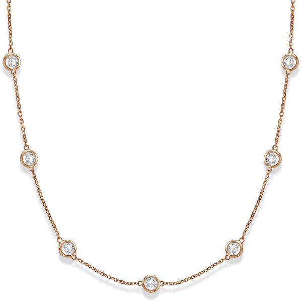 Diamonds by The Yard Bezel-Set Necklace in 14k Rose Gol: Diamonds by The Yard Bezel-Set Necklace in 14k Rose Gold (3.00ct) **|**|** CENTER STONE; Diamond CENTER STONE CLARITY; SI CENTER STONE COLOR; G-h CENTER STONE SETTING; Bezel SIDE STONE CLARITY; SIDE S