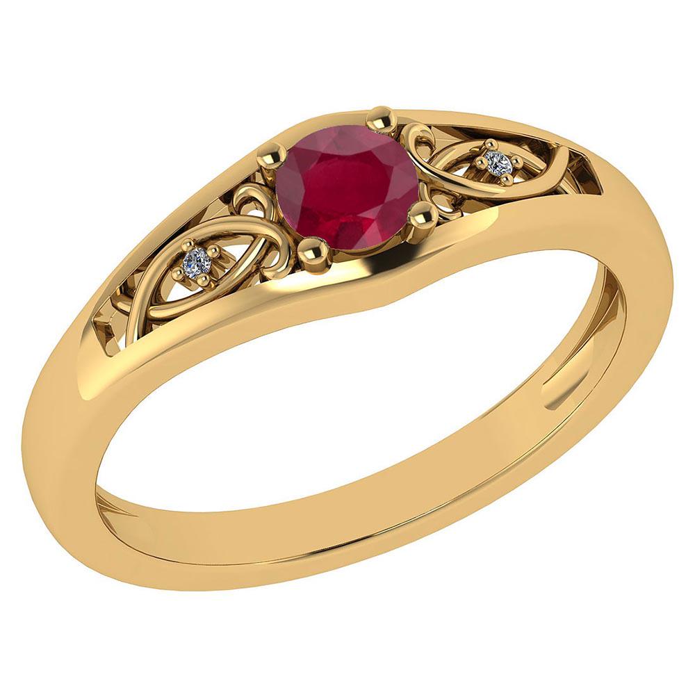 Certified 0.37 Ctw Ruby And Diamond 14k Yellow Gold Hal: Certified 0.37 Ctw Ruby And Diamond 14k Yellow Gold Halo Ring **|**|** Center Stone Weight ; .36 Ctw ( 1 Pec Round) Center Stone Color :Ruby Center Stone Setting ; Prong Side Stone (1.mm 2 Pcs Round C