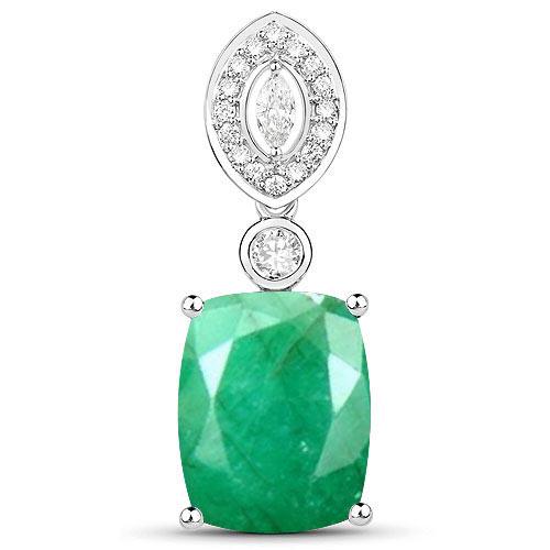 Certified 6.30 CTW Genuine Emerald And Diamond 14K Whit: Certified 6.30 CTW Genuine Emerald And Diamond 14K White Gold Pendant **|**|** Center Stone 6.12 CTW Cushion Center Stone Clarity:SI1-SI2 Center Stone Color : Genuine Emerlad Center Stone Setting ;# S