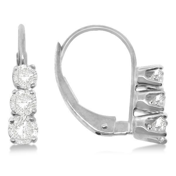 Three-Stone Leverback Diamond Earrings 14k White Gold (: Three-Stone Leverback Diamond Earrings 14k White Gold (0.50ct) **|**|** CENTER STONE; Diamond CENTER STONE CLARITY; SI CENTER STONE COLOR; G-h CENTER STONE SETTING; Prong SIDE STONE CLARITY; SIDE STON