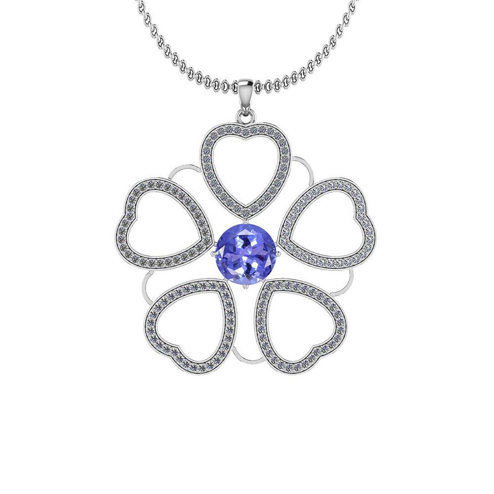 Certified 2.90 Ctw VS/SI1 Tanzanite and Diamond 14K Whi: Certified 2.90 Ctw VS/SI1 Tanzanite and Diamond 14K White Gold Pendant **|**|** Color Stone Approx Weight: 2.00 Ctw (1 pcs Round) Center Stone Color: Tanzanite Center Stone Setting: Prong Side Stone A