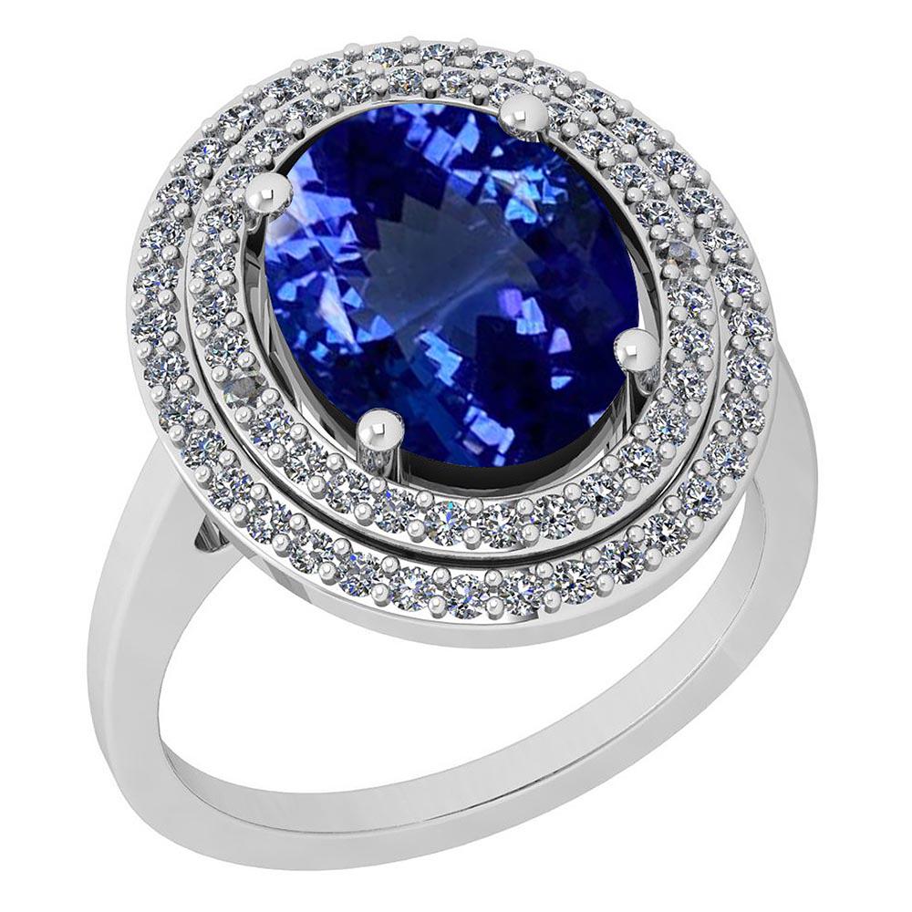 Certified 4.69 Ctw VS/SI1 Tanzanite and Diamond 14K Whi: Certified 4.69 Ctw VS/SI1 Tanzanite and Diamond 14K White Gold Vintage Style Ring **|**|** Color Stone Approx Weight: 4.15 Ctw (1 pcs Oval) Center Stone Color: Tanzanite Center Stone Setting: Prong Si