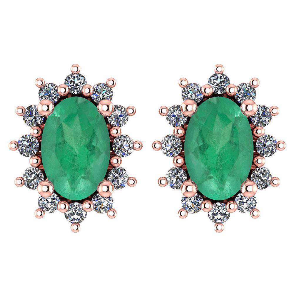 Certified 1.24 Ctw Emerald And Diamond 18k Rose Gold Ha: Certified 1.24 Ctw Emerald And Diamond 18k Rose Gold Halo Stud Earrings (VS/SI1) MADE IN USA **|**|** Center Stone Approx Weight ; 1.00Ctw (2 Pcs Oval) Center Stone Color: Emerald Center Stone Setting