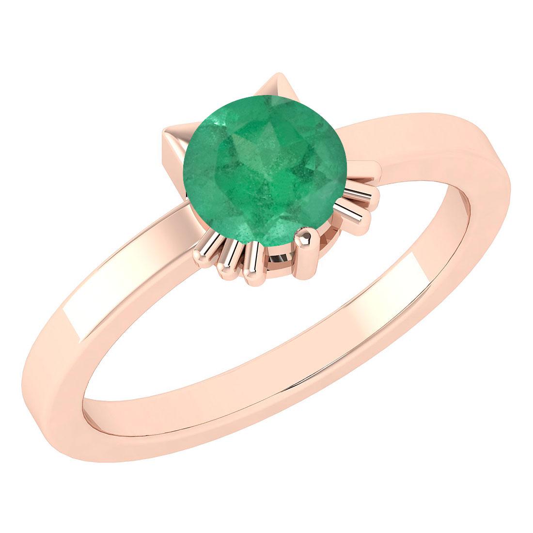 Certified 1.00 Ctw Emerald Cat Style Solitaire Ring 14K: Certified 1.00 Ctw Emerald Cat Style Solitaire Ring 14K Rose Gold MADE IN USA **|**|** Stone Weight ; 1.00 Ctw (1 Pcs Round) Center Stone Color: Emerald Center Stone Setting ; Prong Metal Weight Appro