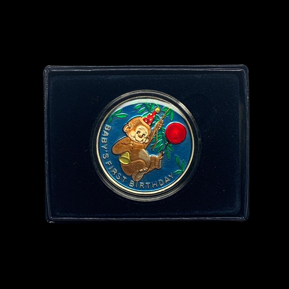 1 oz Silver Babys First Birthday Enameled With Box: 1 oz Silver Babys First Birthday Enameled With Box **|**|** #PAPPS87045