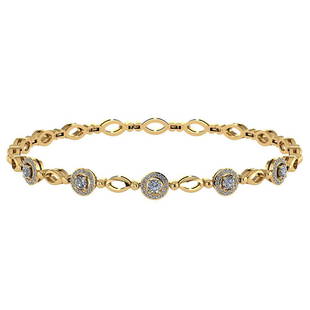 Certified 0.85 Ctw Diamond Bracelet VS/SI1 18K Yellow G: Certified 0.85 Ctw Diamond Bracelet VS/SI1 18K Yellow Gold Made In USA **|**|** Center Stone Weight Approx ; 0.50 Ctw (5 Pcs Round) Side Stone Weight: 0.35 Ctw (70 Pcs Round Cut Diamond) Diamond Stone