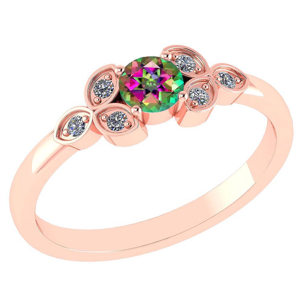 Certified .39 CTW Genuine Mystic Topaz And Diamond (G-H: Certified .39 CTW Genuine Mystic Topaz And Diamond (G-H/SI1-SI2) 14K Rose Gold Ring **|**|** Center Stone 0.36 CTW ( 1 pec Round) Center Stone Color : Genuine Mystic Topaz Stone Setting ; Prong Side S