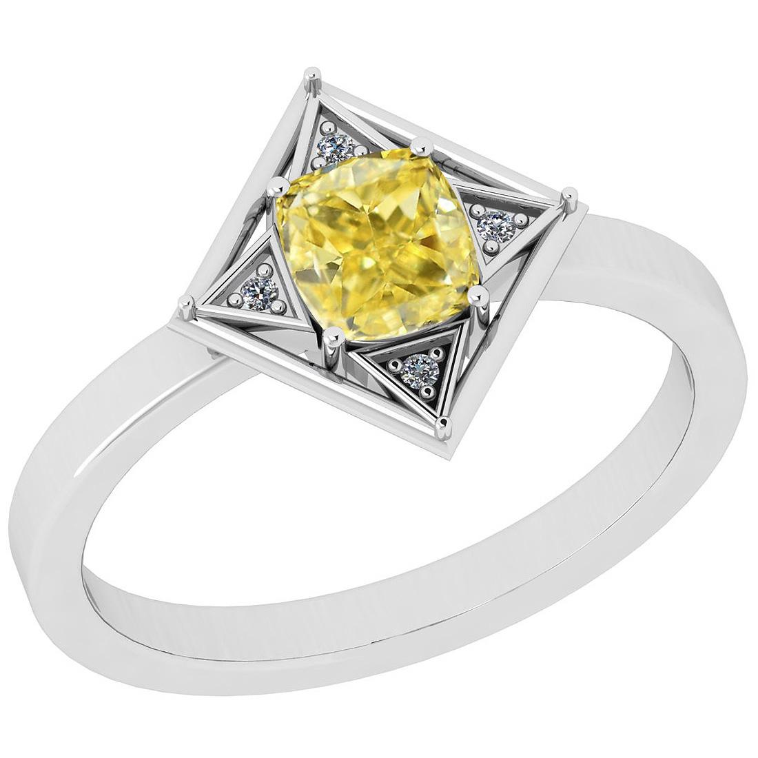 Certified 0.75 Ct GIA Certified Natural Fancy Yellow Di: Certified 0.75 Ct GIA Certified Natural Fancy Yellow Diamond And White Diamond Platinum Engagement Rings **|**|** Center Stone Approx Weight: 0.73 Ctw (1pcs Cushion Cut) GIA Certified Center Stone Col