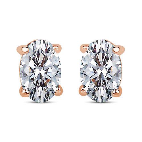 Certified 1.00 CTW Oval Diamond 14K Rose Gold Earring: Certified 1.00 CTW Oval Diamond 14K Rose Gold Earring **|**|** Total Weight Of 2 Pcs. 1.00 CTW Oval Center Stone Clarity: SI2-I1 Center Stone Color G-H : White Diamond Stone Setting ; Prong 14K Rose G