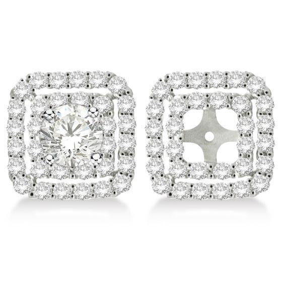Pave-Set Square Diamond Earring Jackets in 14k White Go: Pave-Set Square Diamond Earring Jackets in 14k White Gold 1.05ctw **|**|** CENTER STONE; Diamond CENTER STONE CLARITY; SI CENTER STONE COLOR; J-K CENTER STONE SETTING; Prong SIDE STONE CLARITY; SIDE S