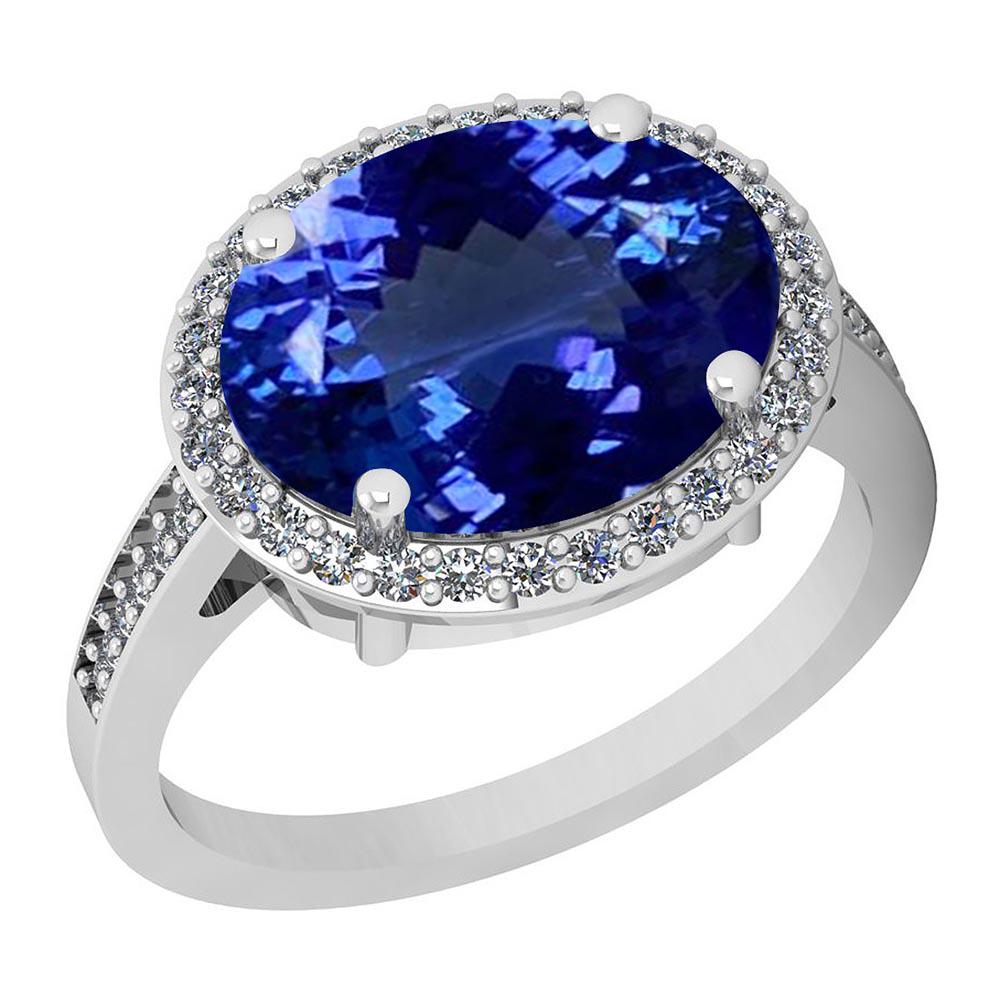 Certified 5.56 Ctw VS/SI1 Tanzanite and Diamond 14K Whi: Certified 5.56 Ctw VS/SI1 Tanzanite and Diamond 14K White Gold Vintage Style Ring **|**|** Color Stone Approx Weight: 5.34 Ctw (1 pcs Oval) Center Stone Color: Tanzanite Center Stone Setting: Prong Si