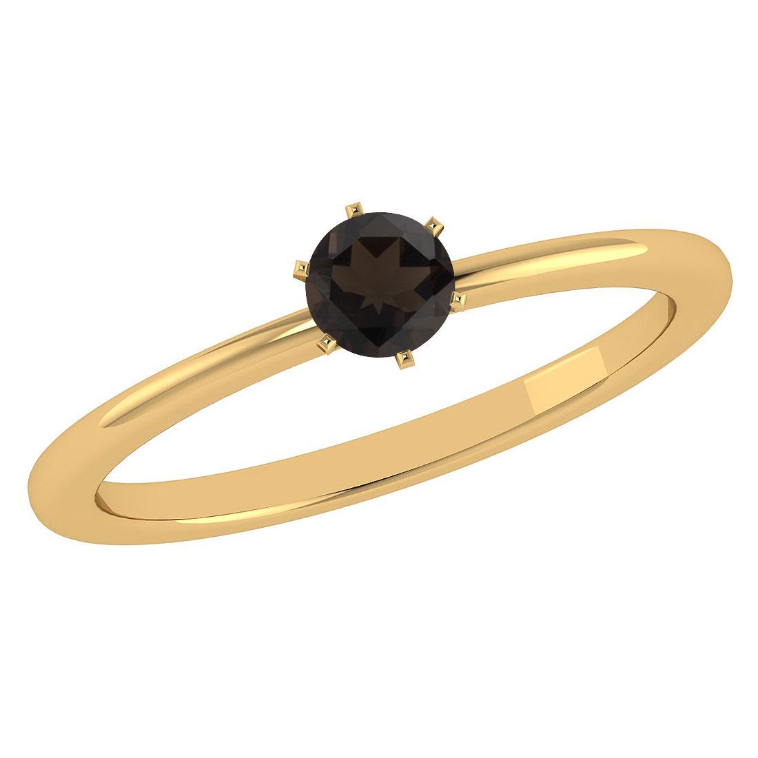 Certified 0.50 Ctw Smoky Quarzt 14k Yellow Gold Ring: Certified 0.50 Ctw Smoky Quarzt 14k Yellow Gold Ring **|**|** Center Stone Weight ; 0.50 Ctw (1 Pcs Round) Center Stone Color: Smoky Quarzt Center Stone Setting ; Prong Metal Weight : Approx 2.50 Gram